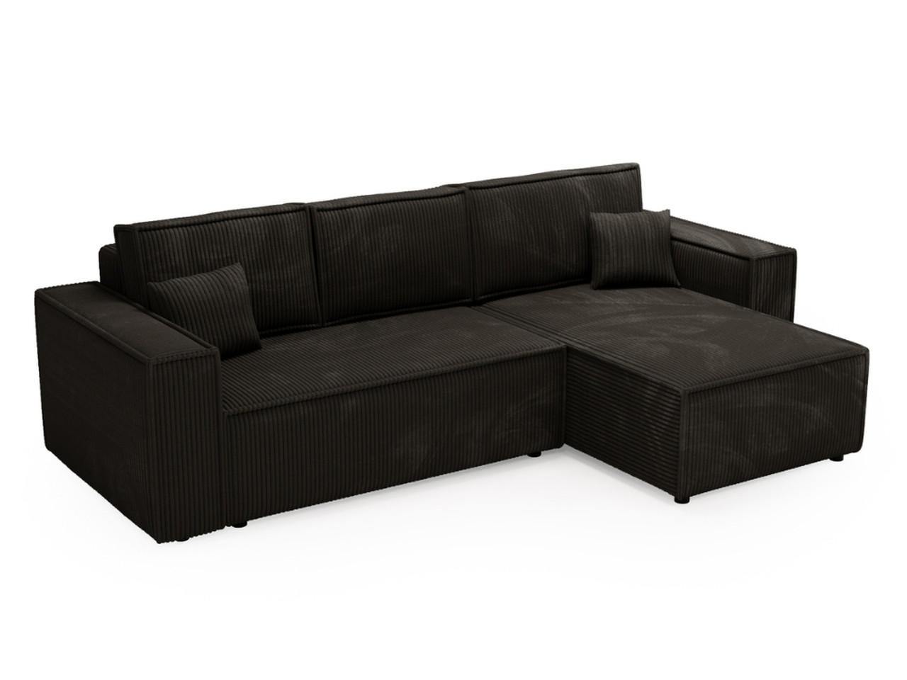 ECKSOFA Prato Schwarz Rechts - Schwarz, Holz/Kunststoff (280/170cm) - Graingold