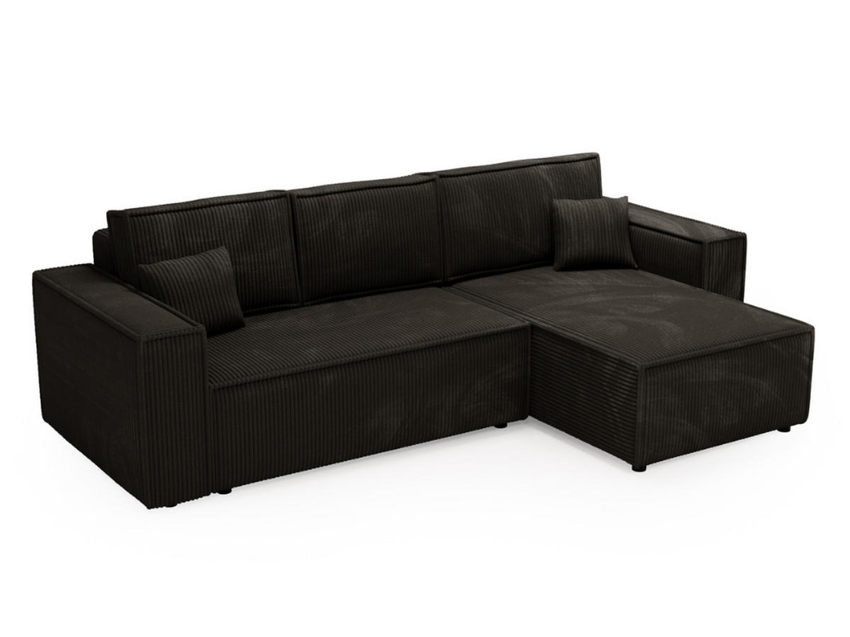 ECKSOFA Prato Schwarz Rechts - Schwarz, Holz/Kunststoff (280/170cm) - Graingold