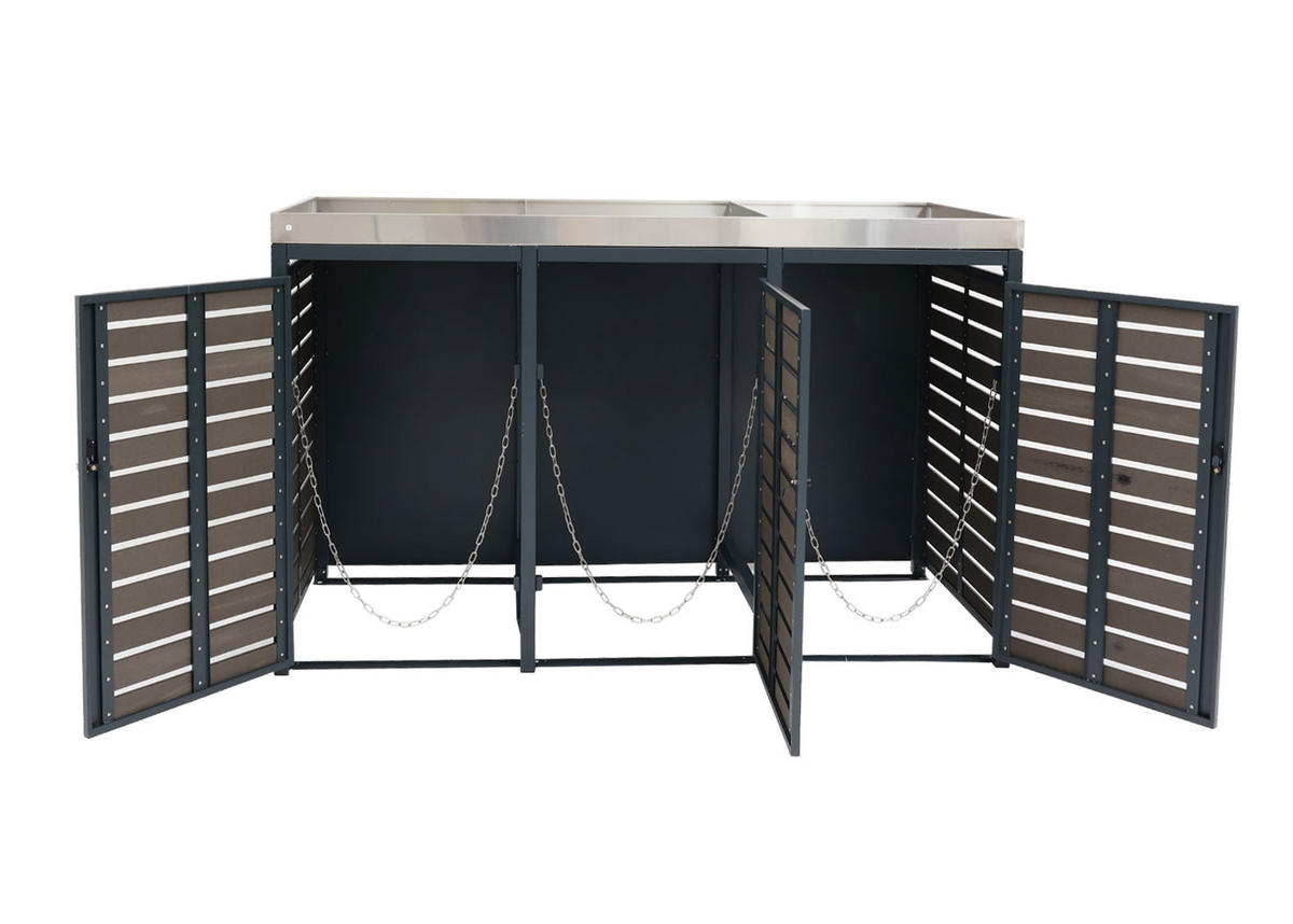 3ER MÜLLTONNENVERKLEIDUNG Anthrazit - Anthrazit, Metall (200/124/84cm) - MCW