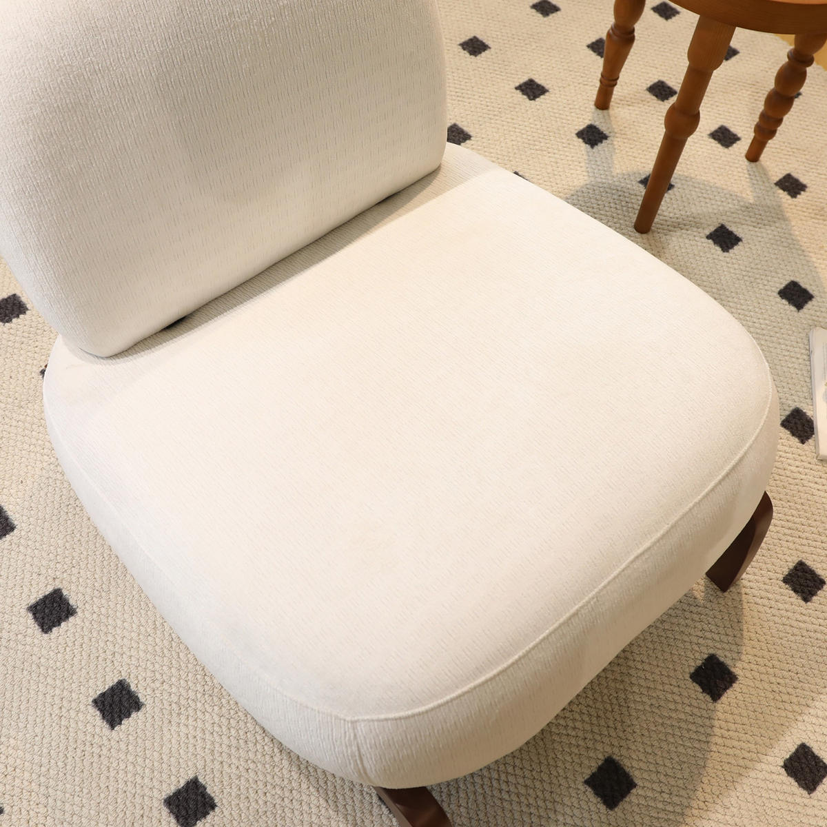 SESSEL Relaxsessel,ohne Armlehnen,Massivholzrahmen,Samtstoff, Weiß - Weiß, Holz (72.2/69.9/86.9cm) - LVHOM