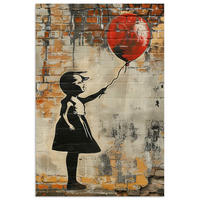 POSTER Graffiti - Banksy - Mädchen - Straßenkunst 40x60 cm - Sandfarben, Papier (40/60/0.1cm) - MuchoWow