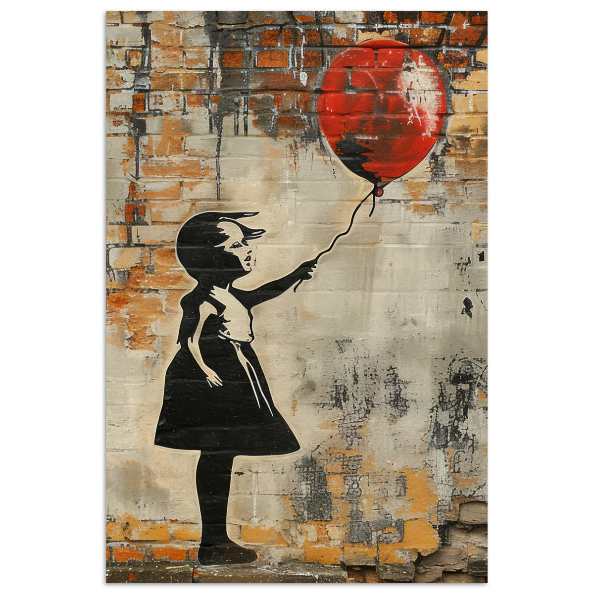 POSTER Graffiti - Banksy - Mädchen - Straßenkunst 40x60 cm - Sandfarben, Papier (40/60/0.1cm) - MuchoWow