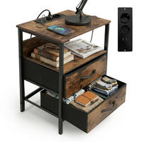 NOČNÍ stolek - hnědá, kov/kompozitní dřevo (30/40/60cm) - Relaxdays