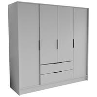 DREHTÜRENSCHRANK CAVA 200/200/51 cm Modern Kleiderschrank 4-türig Weiß - Weiß, Holzwerkstoff (200/200/51cm) - MASSENO