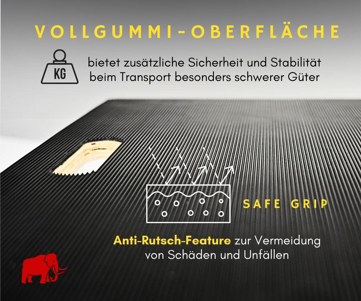 TRANSPORTROLLER 2er-Set Hercules mit 4 Rollen 15x40x60 cm Traglast 500kg Sperrholzplatte mit Gummibelag Schwarz - Schwarz, Holzwerkstoff (60/40/15cm) - PROREGAL