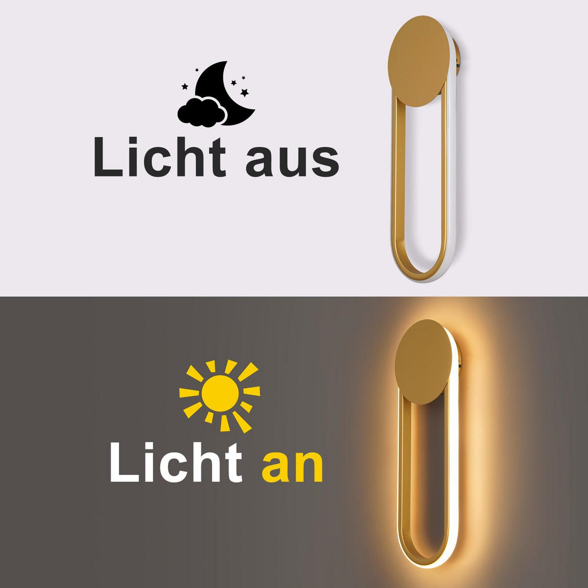 LED WANDLEUCHTE FRANKFURT II 41.5/14/4 cm - Goldfarben, Metall (14/4/41.5cm) - Nettlife