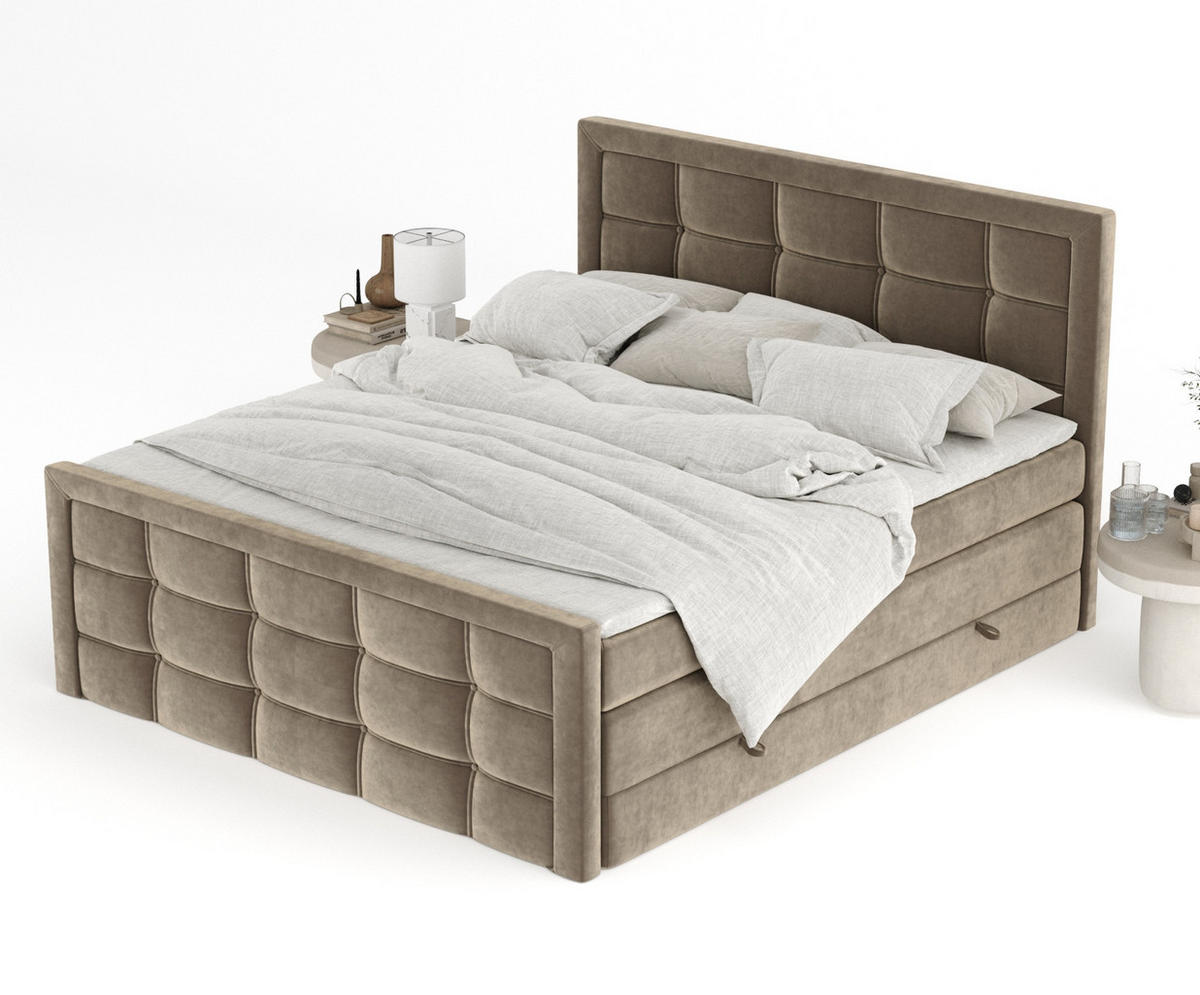 BOXSPRINGBETT Ambrosia Braun 160/200 cm - Schwarz/Braun, Holz/Holzwerkstoff (160/200cm) - Maison de Reve