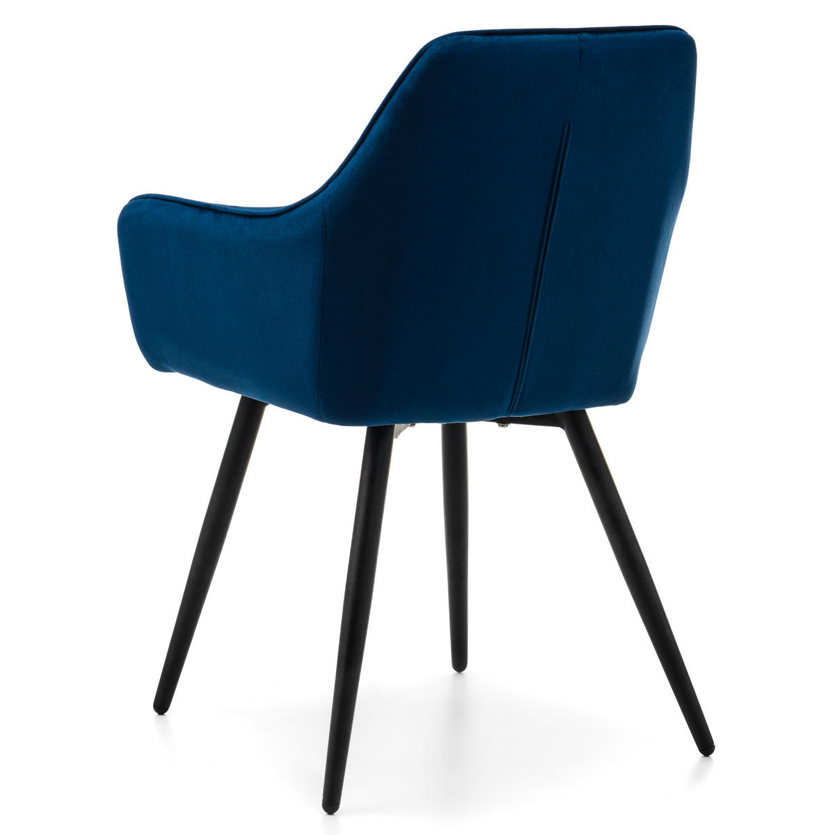 STUHL PASSO gepolstert mit Steppung - dunkelblau - Samt Velours - Schwarz/Dunkelblau, Textil/Metall (58/87/60cm) - NEW HOME