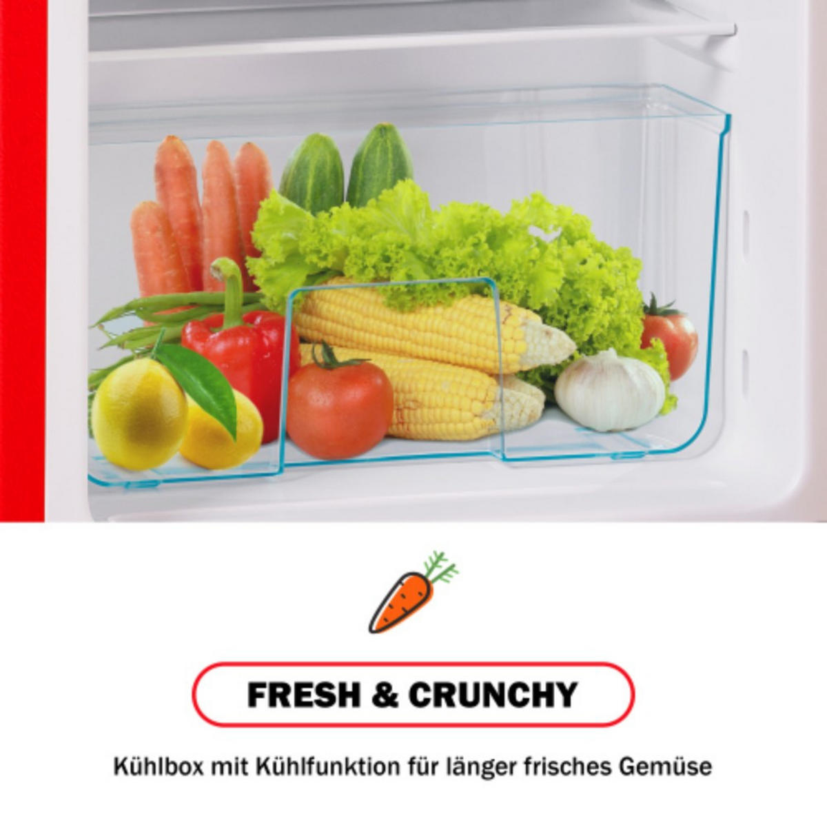 MINIKÜHLSCHRANK Rot 88.8/45.5/42.5 cm 60L - Rot, Kunststoff/Metall (45.5/42.5/88.8cm)