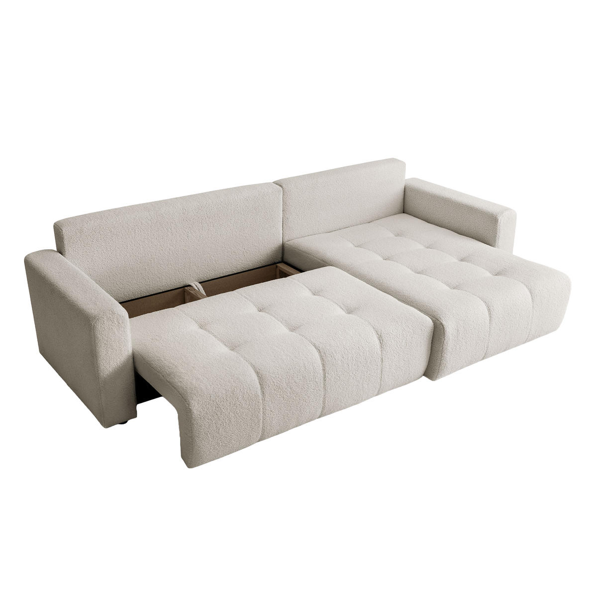 ECKSOFA WALONGO mit Schlaffunktion, Creme - Weiß, Textil (261/143cm) - Fedve