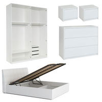 SCHLAFZIMMER-SET Italia Weiß matt / weiß hochglanz 6-teilig - Weiß Hochglanz/Weiß, Holz/Holzwerkstoff (180/200cm) - Feldmann-Wohnen
