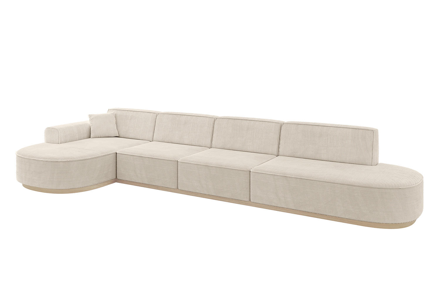 ECKSOFA Ottomane Links MARI-L3-v1 - 413x171x83 cm Beige Cord - Beige, Holzwerkstoff/Textil (413/171cm) - ALTDECOR