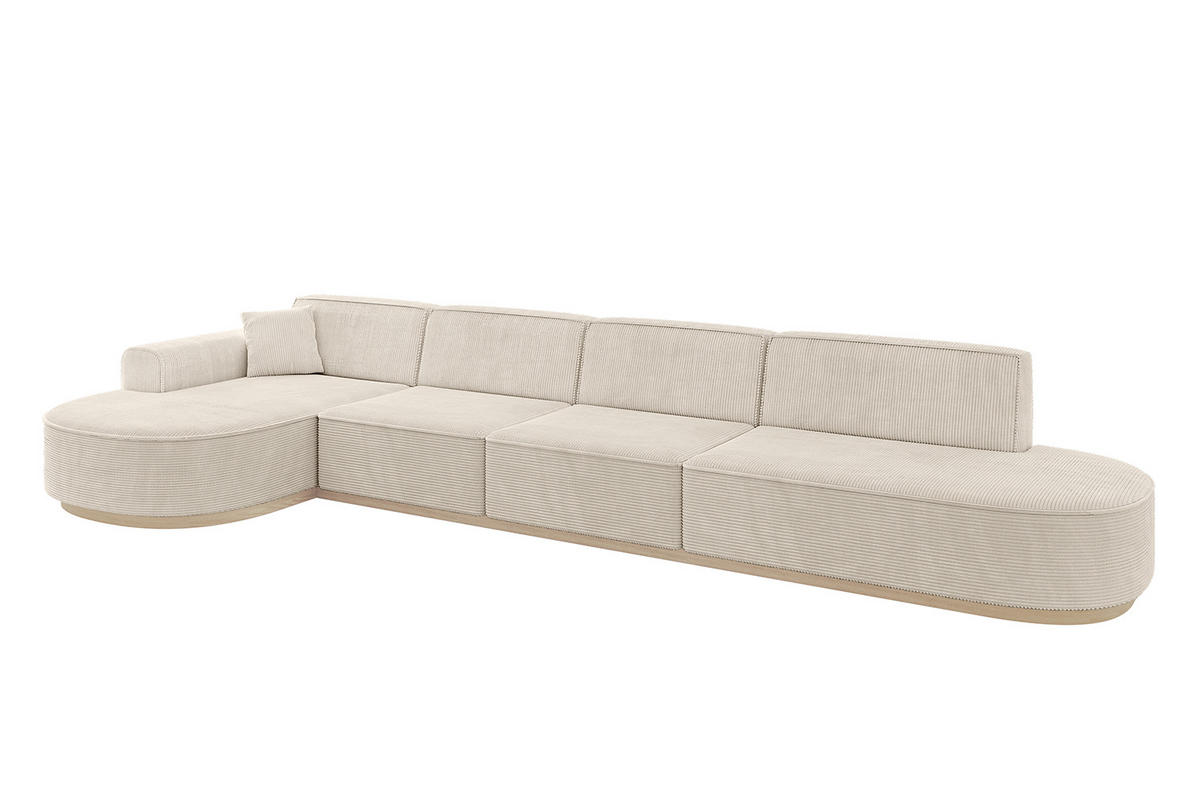 ECKSOFA Ottomane Links MARI-L3-v1 - 413x171x83 cm Beige Cord - Beige, Holzwerkstoff/Textil (413/171cm) - ALTDECOR