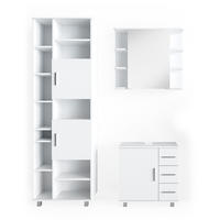 BADMÖBEL-SET Ilias Weiß 3 Teile, mit Unterschrank 60 cm - Weiß, Holzwerkstoff (60/60.8/33cm) - Vicco