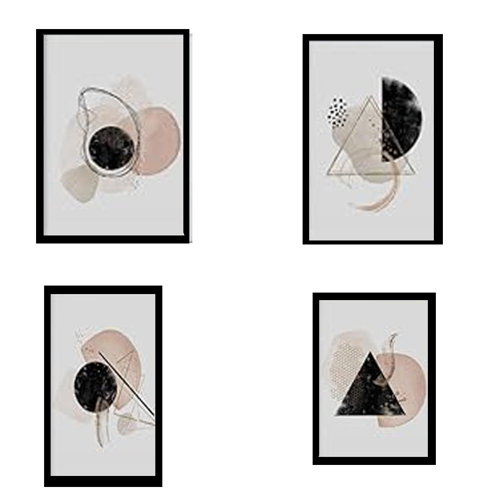POSTER Set mit 4 Abstrakte Formen und Figuren Braun A4 Schwarzer Rahmen - Schwarz, Papier (29.7/3cm) - Nacnic