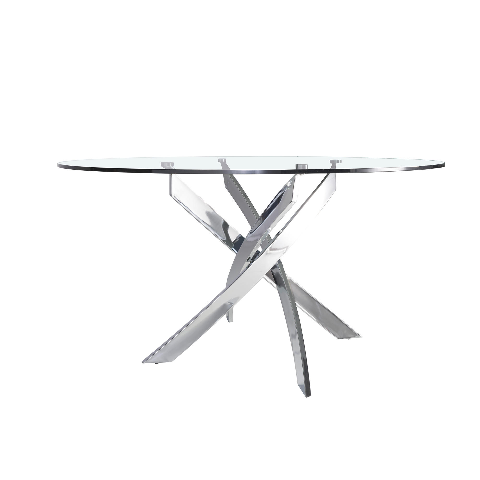 ESSTISCH Rund Glas Stahl Ø120/75 cm - Edelstahlfarben/Transparent, Glas/Metall (120/120/75cm) - ANGEL CERDA