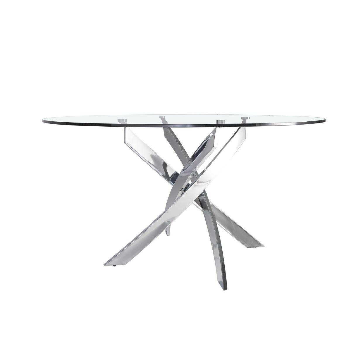ESSTISCH Rund Glas | Stahl Ø130/75 cm - Edelstahlfarben/Transparent, Glas/Metall (130/130/75cm) - ANGEL CERDA