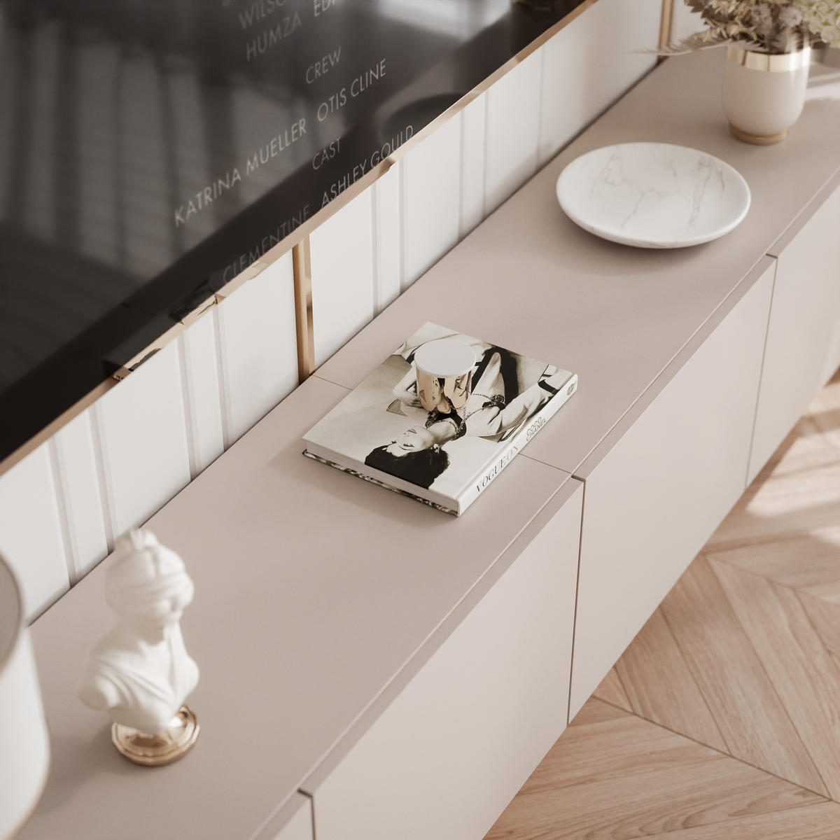 TV-LOWBOARD kaschmir, hängend mit LED-Beleuchtung - Kaschmir, Holzwerkstoff (200/36/40cm) - Idohome