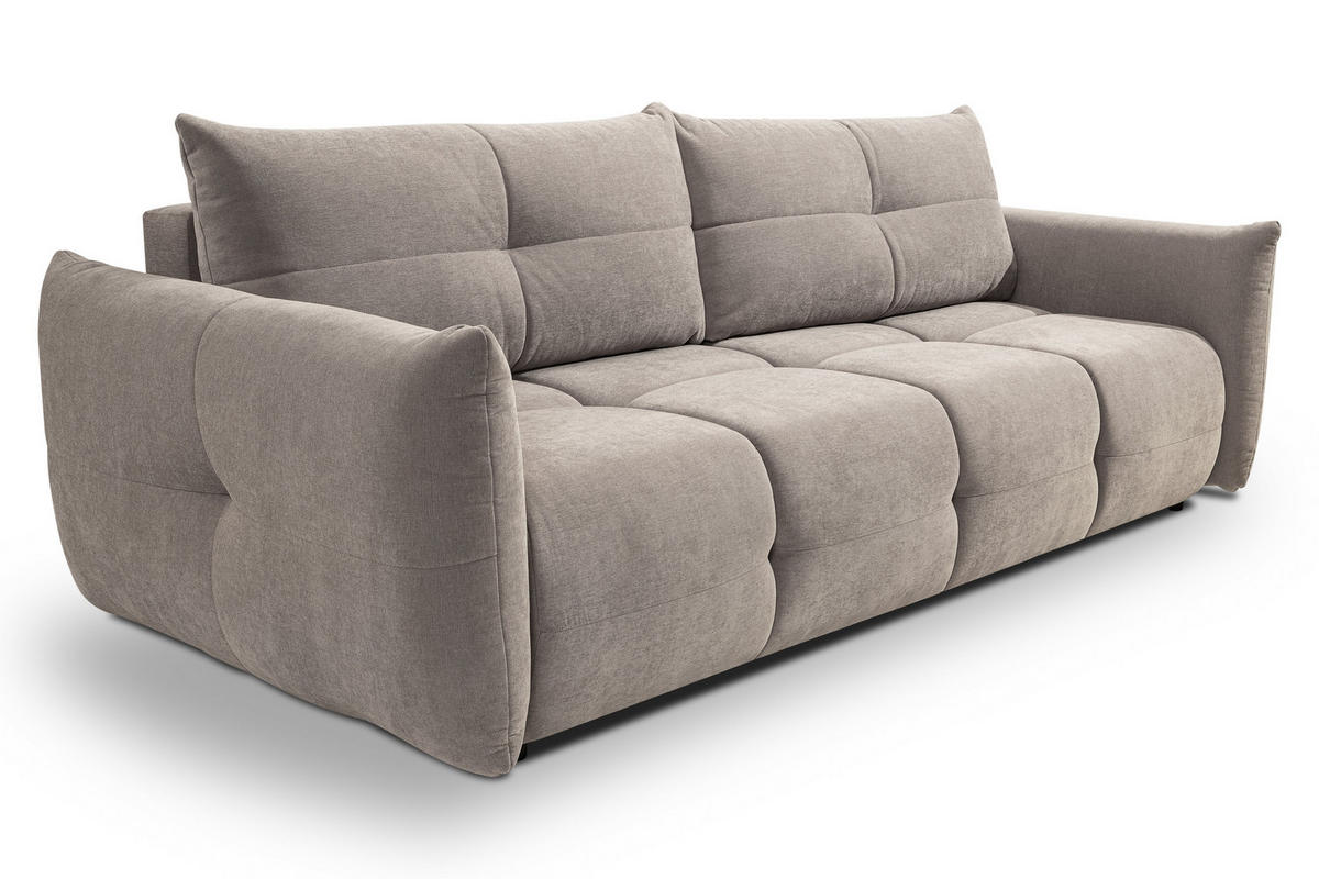 BETTSOFA MODA Beige Chenille-Stoff mit Schlaffunktion - Beige, Holz (245/86/110cm) - MASSENO