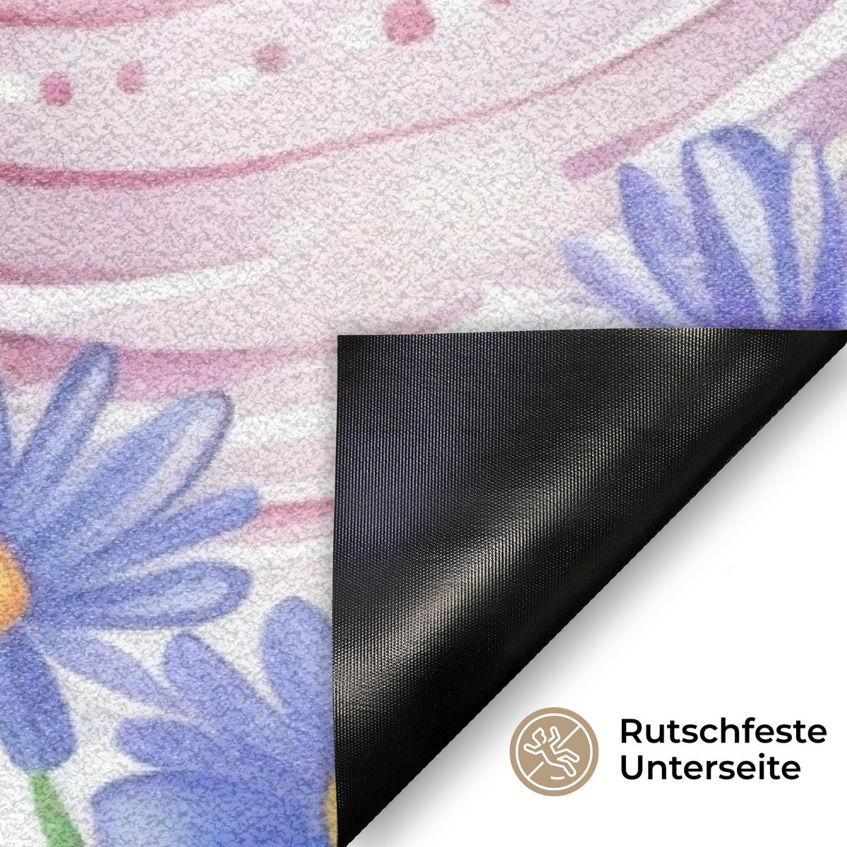 FUSSMATTE Blumengarten - Bunt - Eier 90x60 cm - Multicolor/Weiß, Kunststoff (60/90cm) - MuchoWow