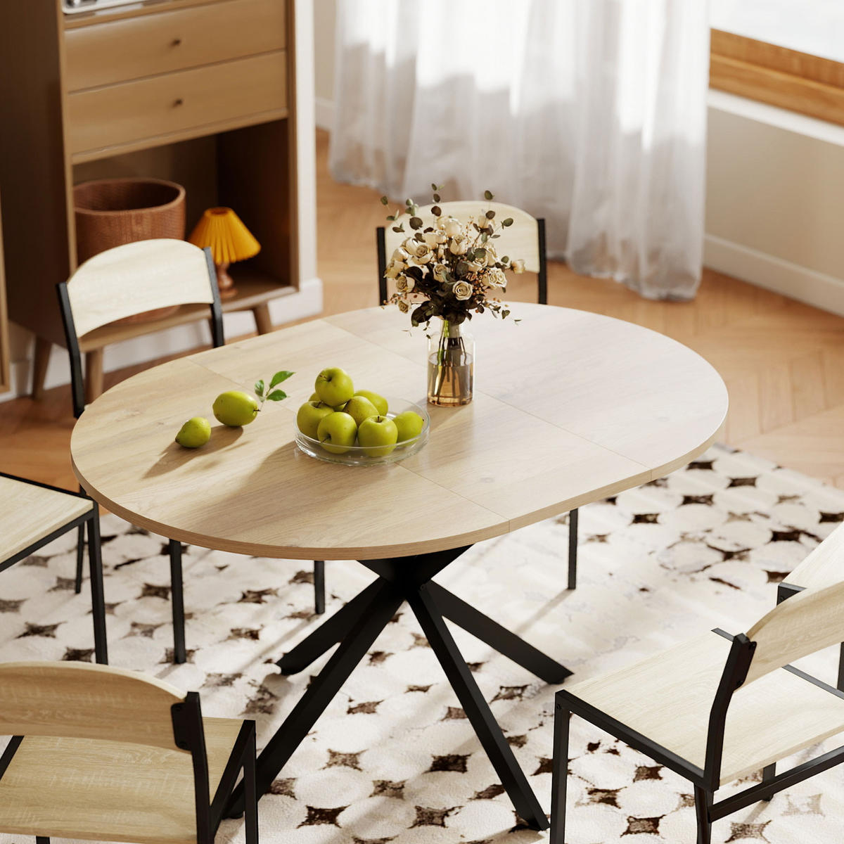 ESSTISCH DE-16532 ausziehbar, oval, 100-135 cm Naturholz - Naturfarben, Holzwerkstoff (135/100/75cm) - ComfortXL