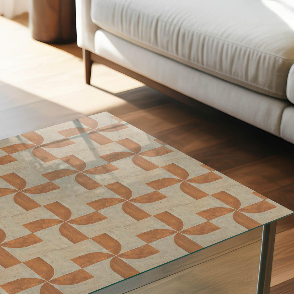 TISCHPLATTE 50x50 cm – Farbenfrohes Mosaik - Beige, Glas (50/50/0.4cm) - Wallfluent