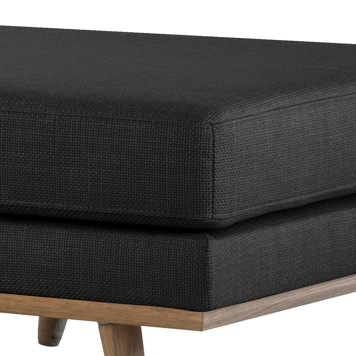 POLSTERHOCKER - Eichefarben/Schwarz, Eichenholz/Textil (85/43/60cm) - home24