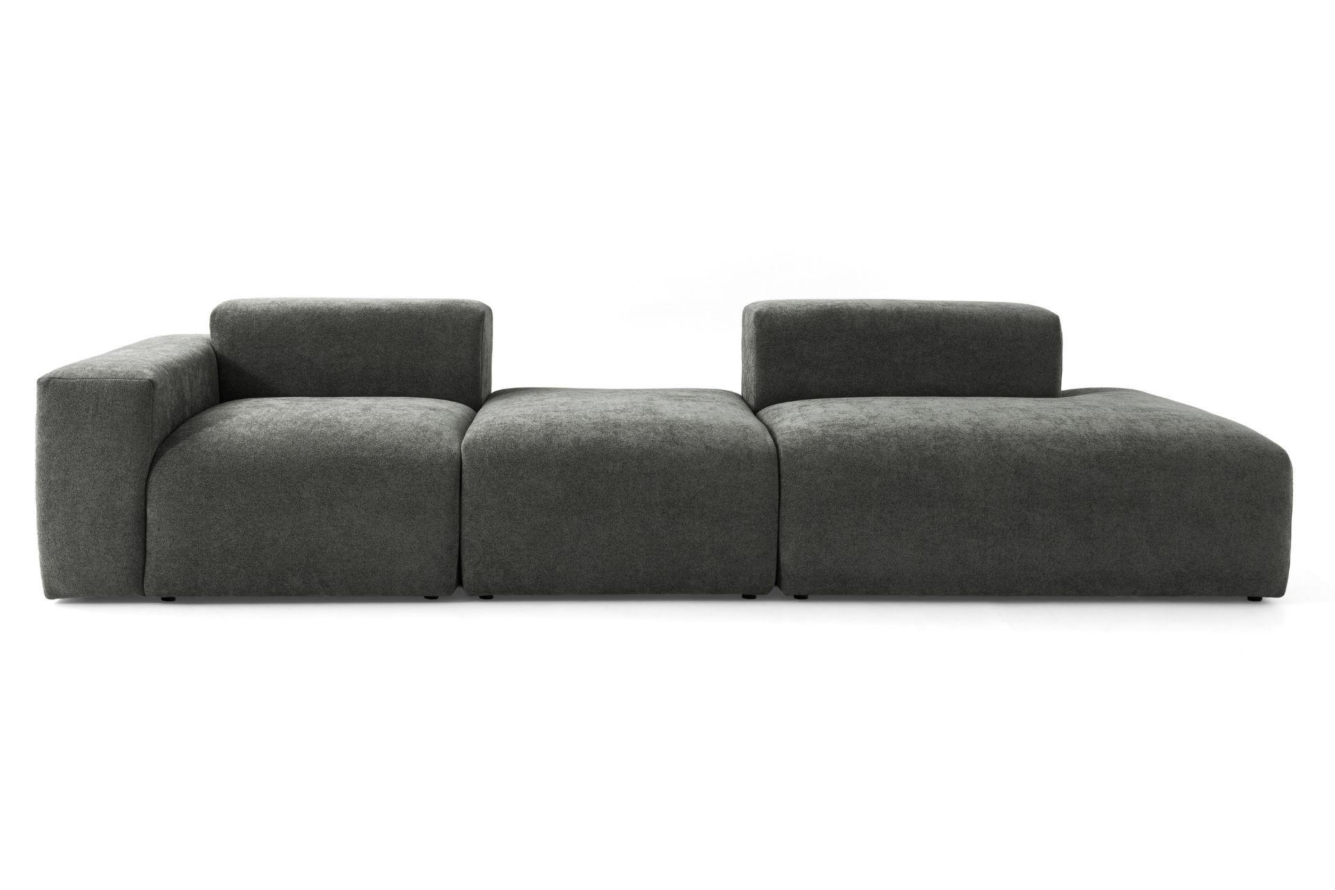 4-SITZER modulares Sofa HEAVEN SET 4 Rechts, Breite 335 cm Webstoff Dunkelgrau - Dunkelgrau/Schwarz, Holz/Kunststoff (102/71/335cm) - Muffo