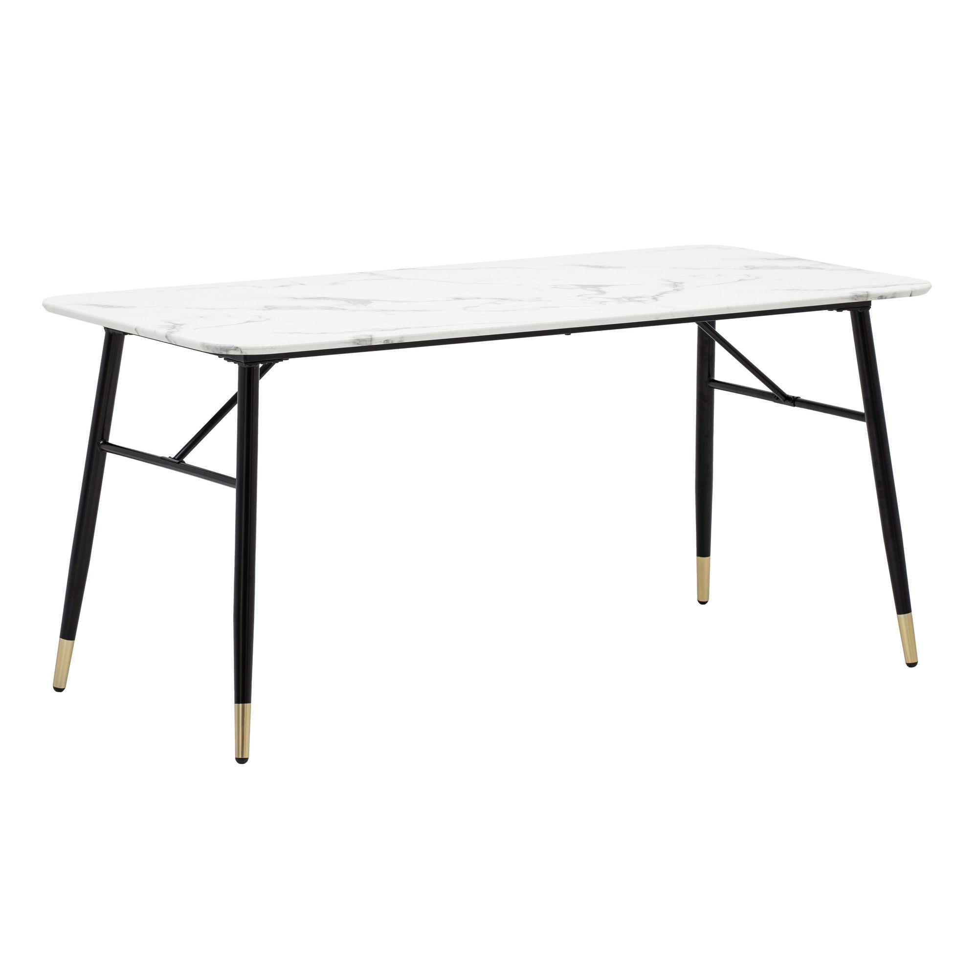 ESSTISCH Marmoroptik Metall Rechteckig Modern Klein, Weiß 140x80x76 cm - Goldfarben/Weiß, Holzwerkstoff/Metall (80/140/76cm) - KADIMA DESIGN