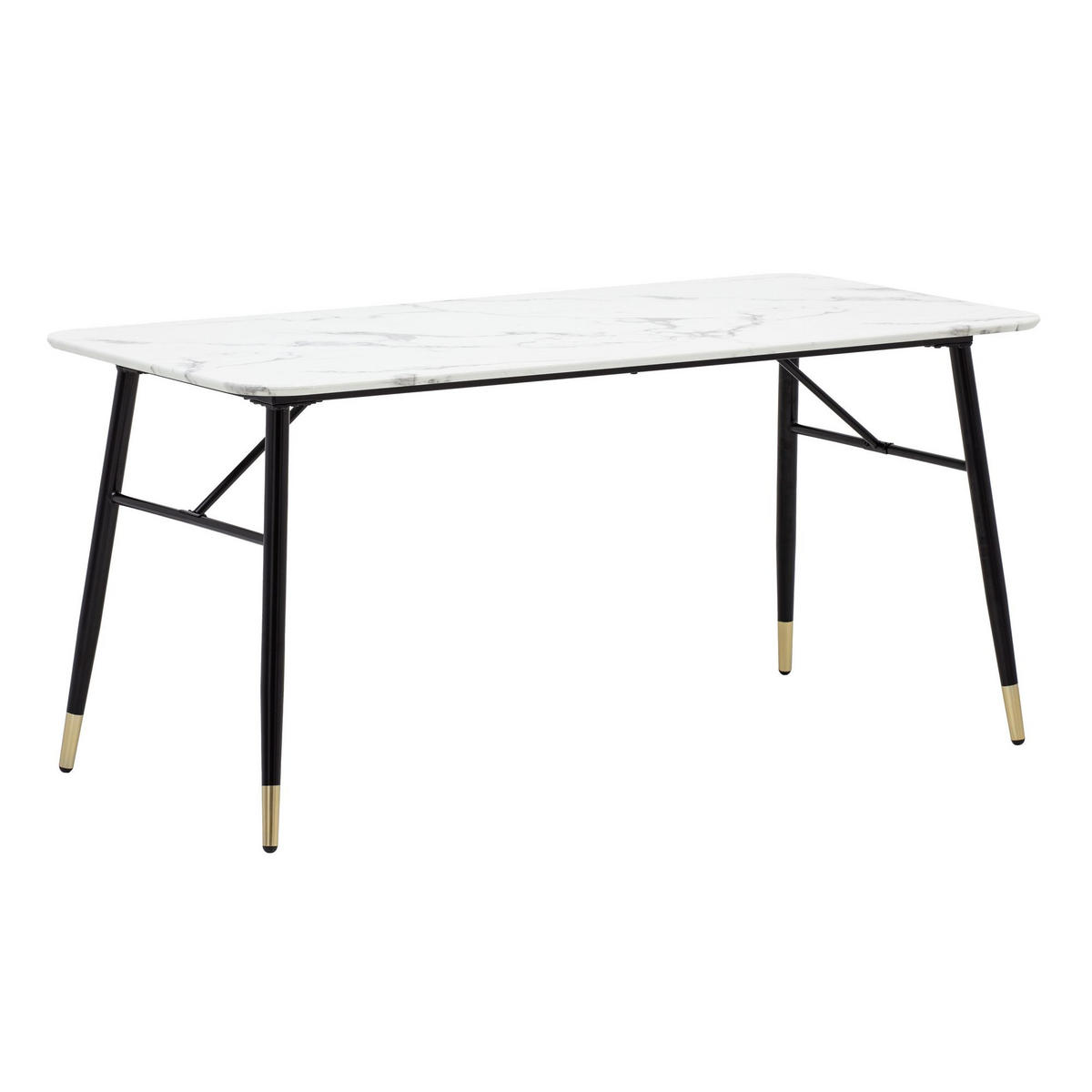 ESSTISCH Marmoroptik Metall Rechteckig Modern Klein, Weiß 140x80x76 cm - Goldfarben/Weiß, Holzwerkstoff/Metall (80/140/76cm) - KADIMA DESIGN