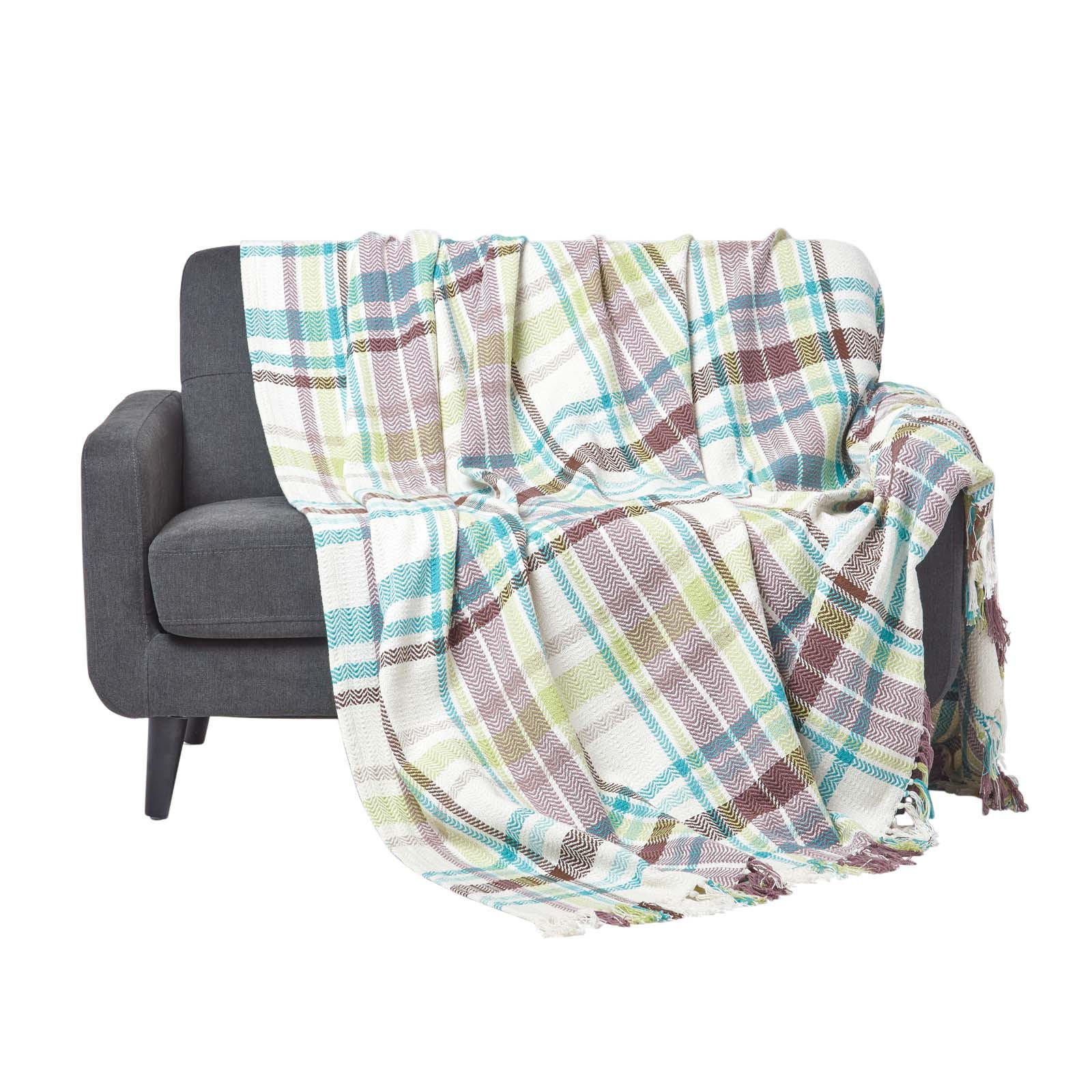 ÜBERWURF Falun 225/255 cm, Schottenkaro, 100% Baumwolle - Grün, Textil (225/255cm) - Homescapes