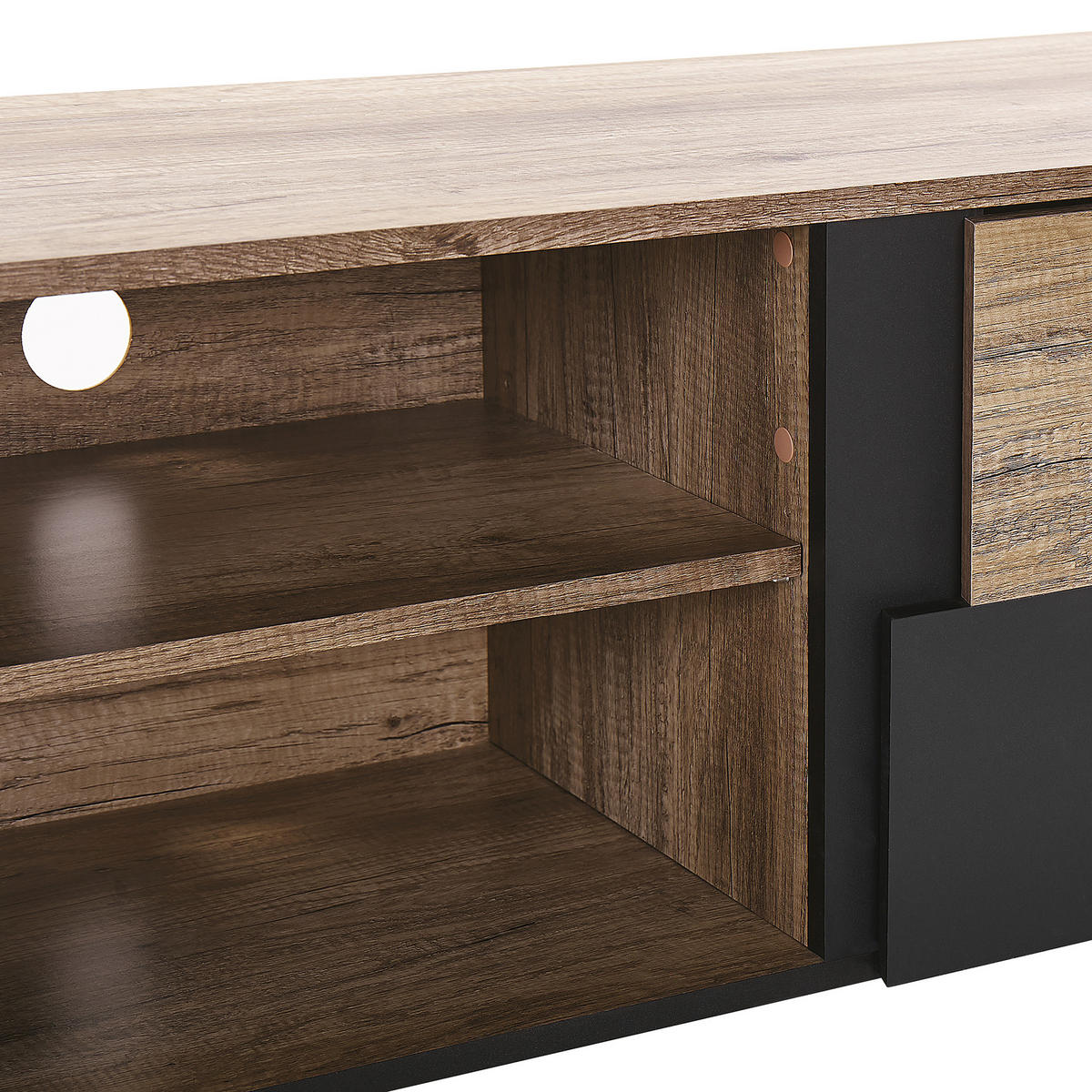 TV-MÖBEL Hellbraun, Schwarz STERLING 40/148/40 cm - Hellbraun, Holzwerkstoff (148/40/40cm) - Beliani