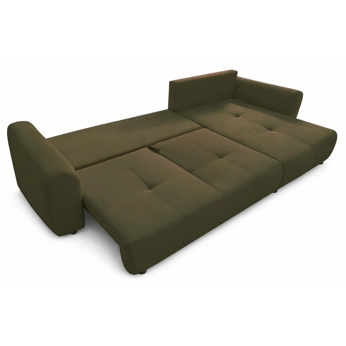 ROHOVÁ POHOVKA Olido Olivový Velur - černá/olivově zelená, textil/plast (279/150cm) - Selsey