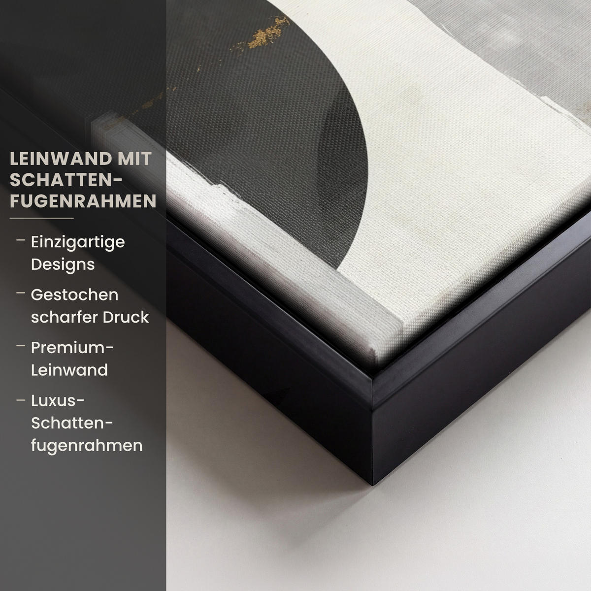 LEINWAND Bilder mit Rahmen - Gold - Rechtecke - Kreise - Abstrakt - 40x30 - Weiß, Textil (40/30cm) - MuchoWow