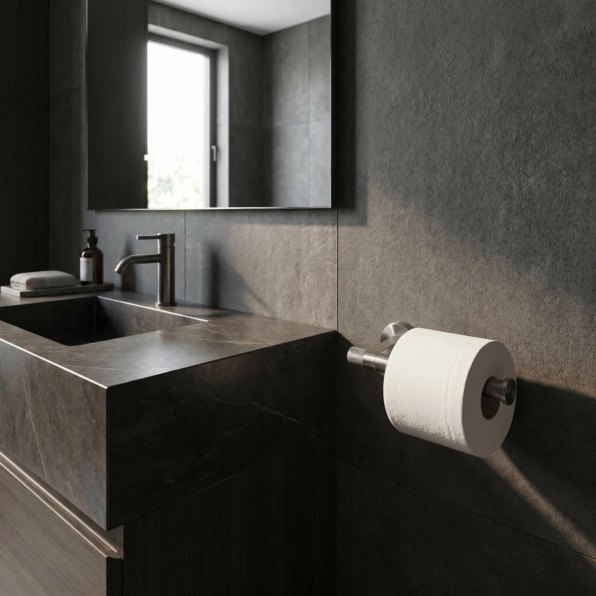 HALTER Für Toilettenpapier Rea 39105 Ori Titan - Titanfarben, Metall (17/4/8cm) - REA