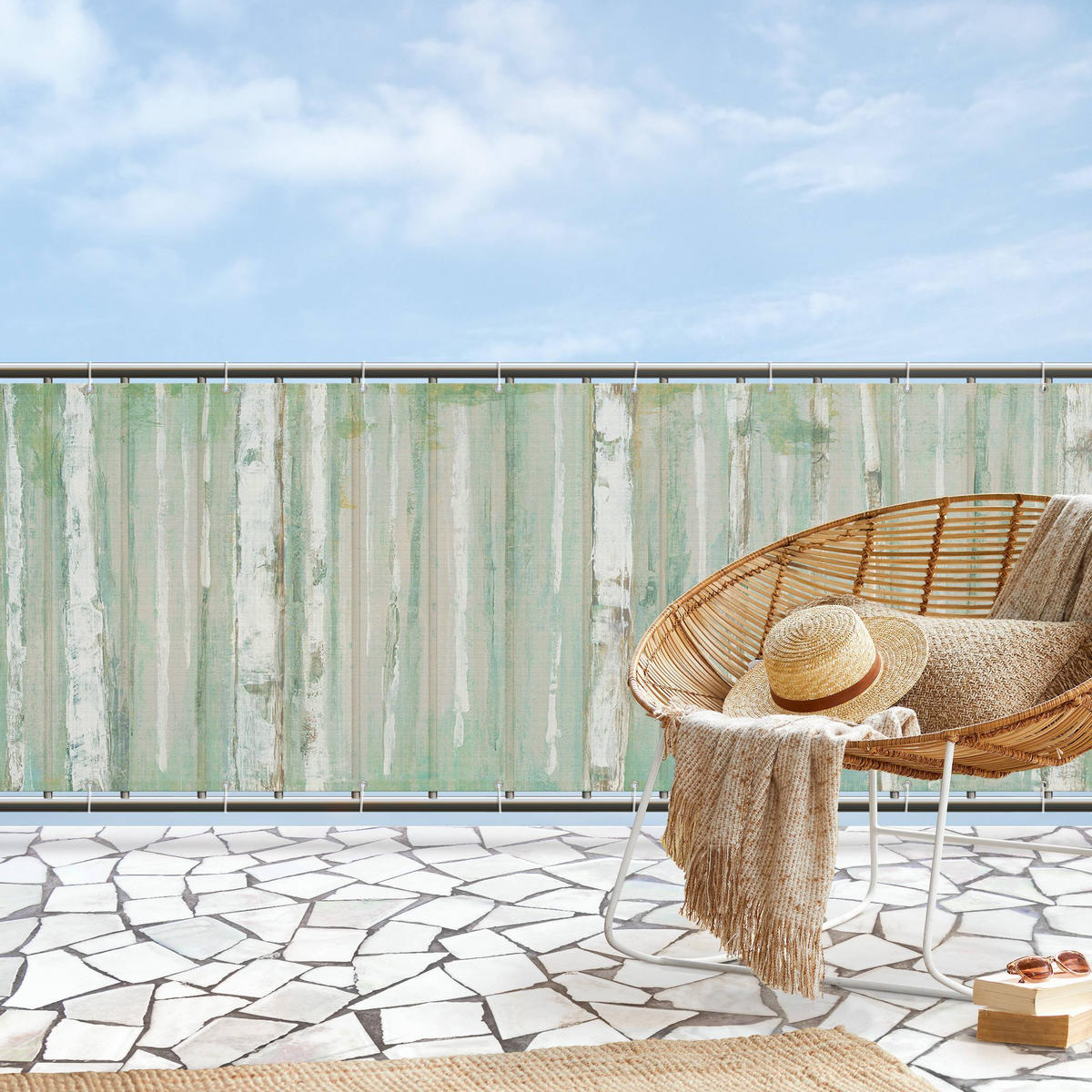 BALKON SICHTSCHUTZ Strahlende Buchen 600/75 cm - Grün, Kunststoff (600/75cm) - Bilderwelten