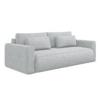 3-SITZER SOFA mit Schlaffunktion Strukturstoff Stoff Grau - Silberfarben/Schwarz, Kunststoff/Textil (238/82/105cm) - Makamii
