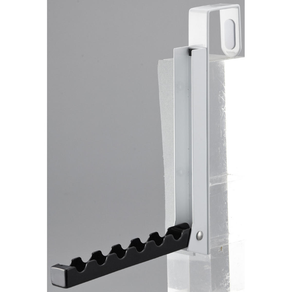 ÜBER-TÜRHAKEN Smart 7162 Weiß Schwarz Metall 20,5/20/2 cm - Schwarz, Metall (20/20.5/2cm) - Yamazaki