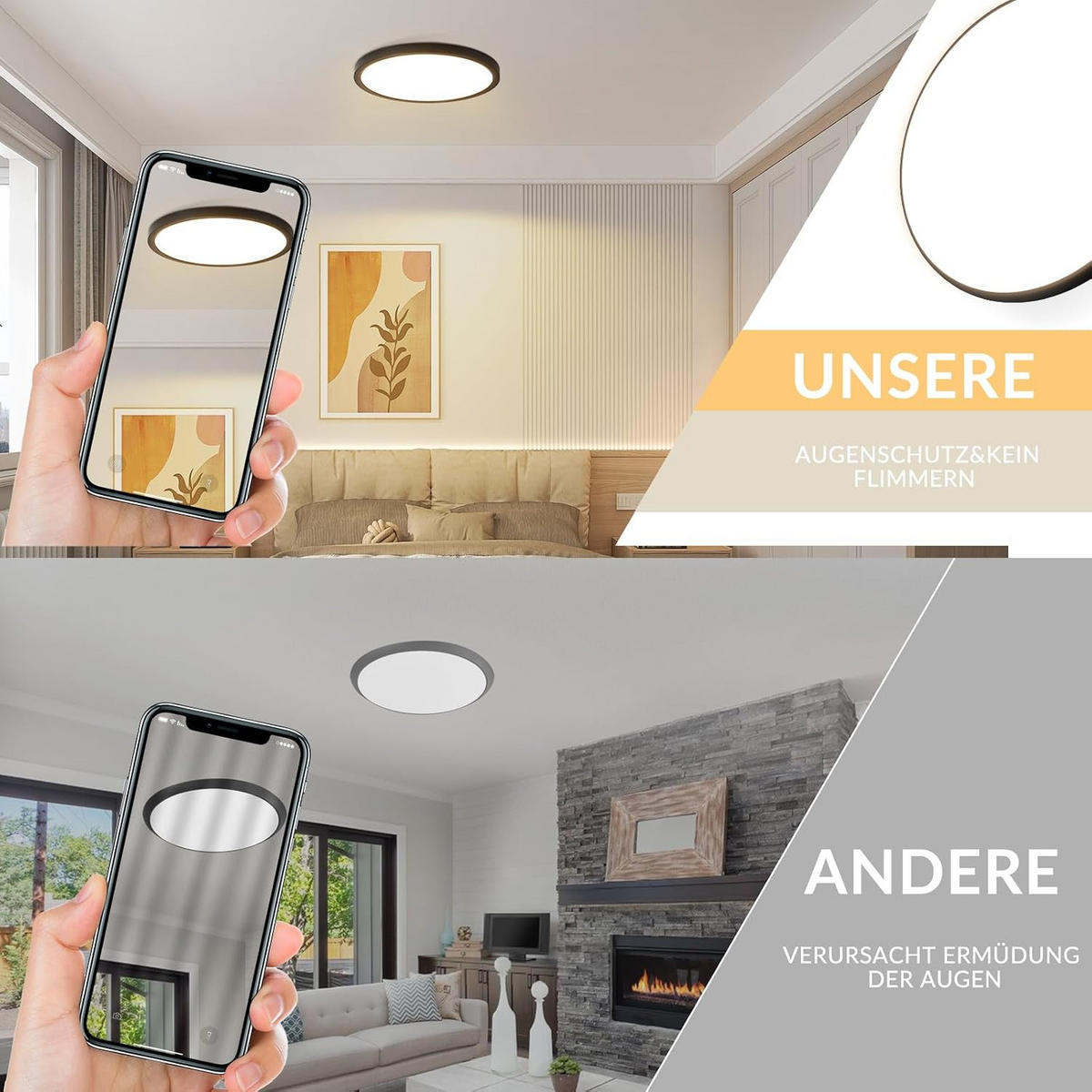 LED DECKENLEUCHTE Ianthelyn 18/18/2.4 cm - Schwarz, Kunststoff (18/18/2.4cm) - ZMH