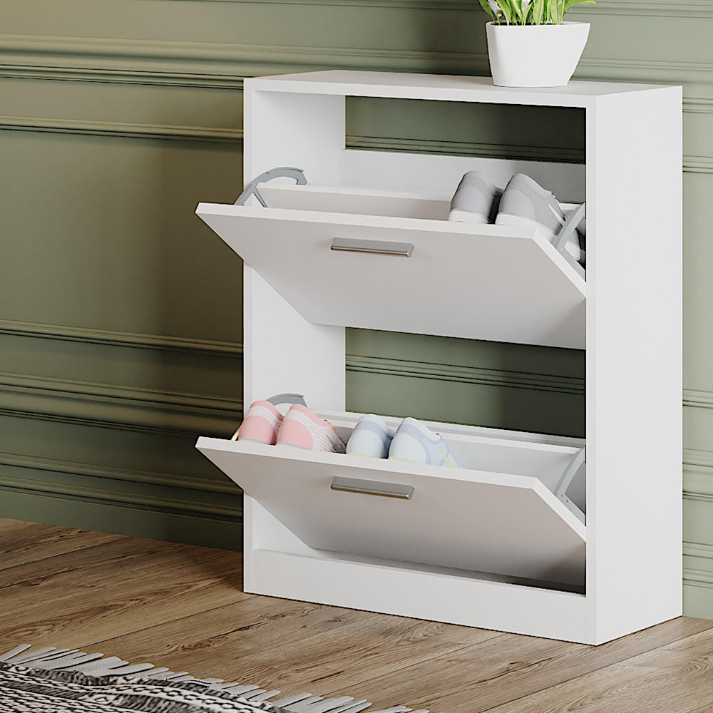 SCHUHSCHRANK Gizmo Weiß 59 x 72.5 cm 2 Fächern - Weiß, Holzwerkstoff (59/72.5/22cm) - Vicco