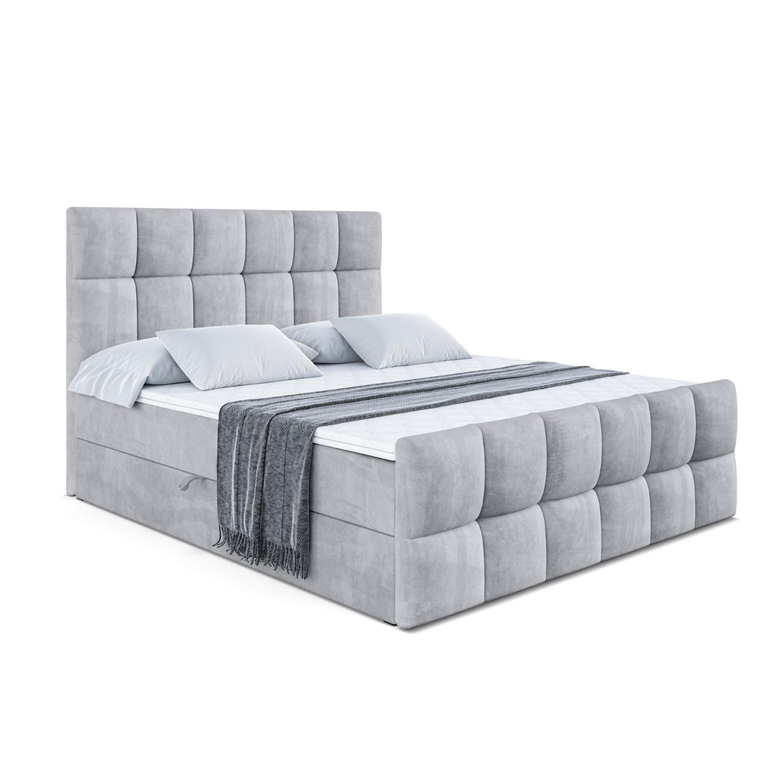 Altdecor Boxbett Hellgrau 200x200 cm