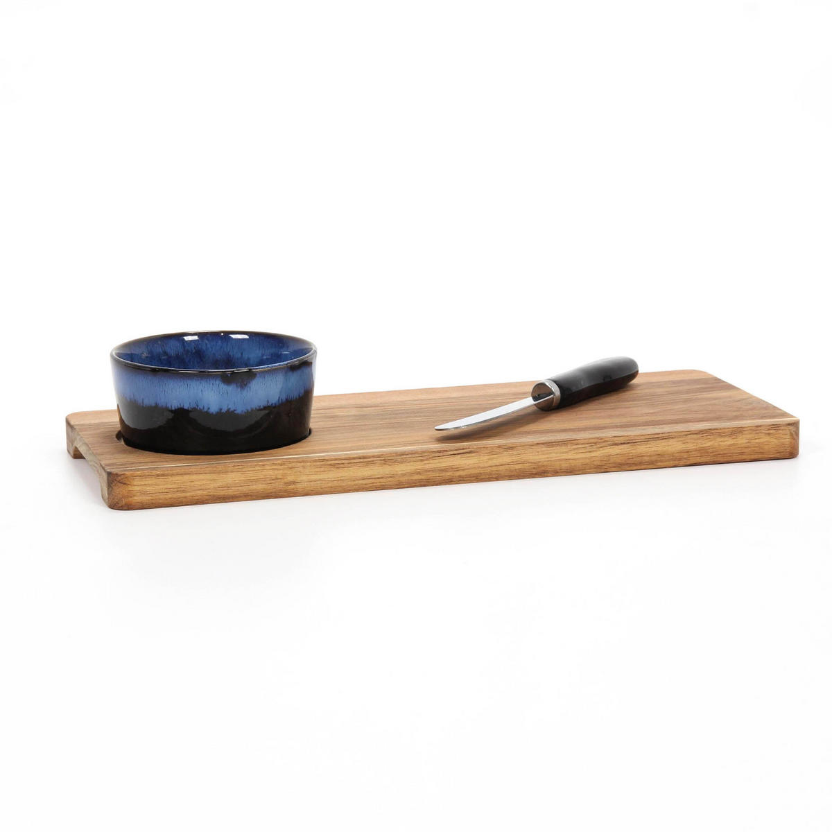 SERVIERBRETT für Snacks Blau 30/12/1,2 cm - Braun, Holz (12/1.2/30cm) - Excellent Houseware