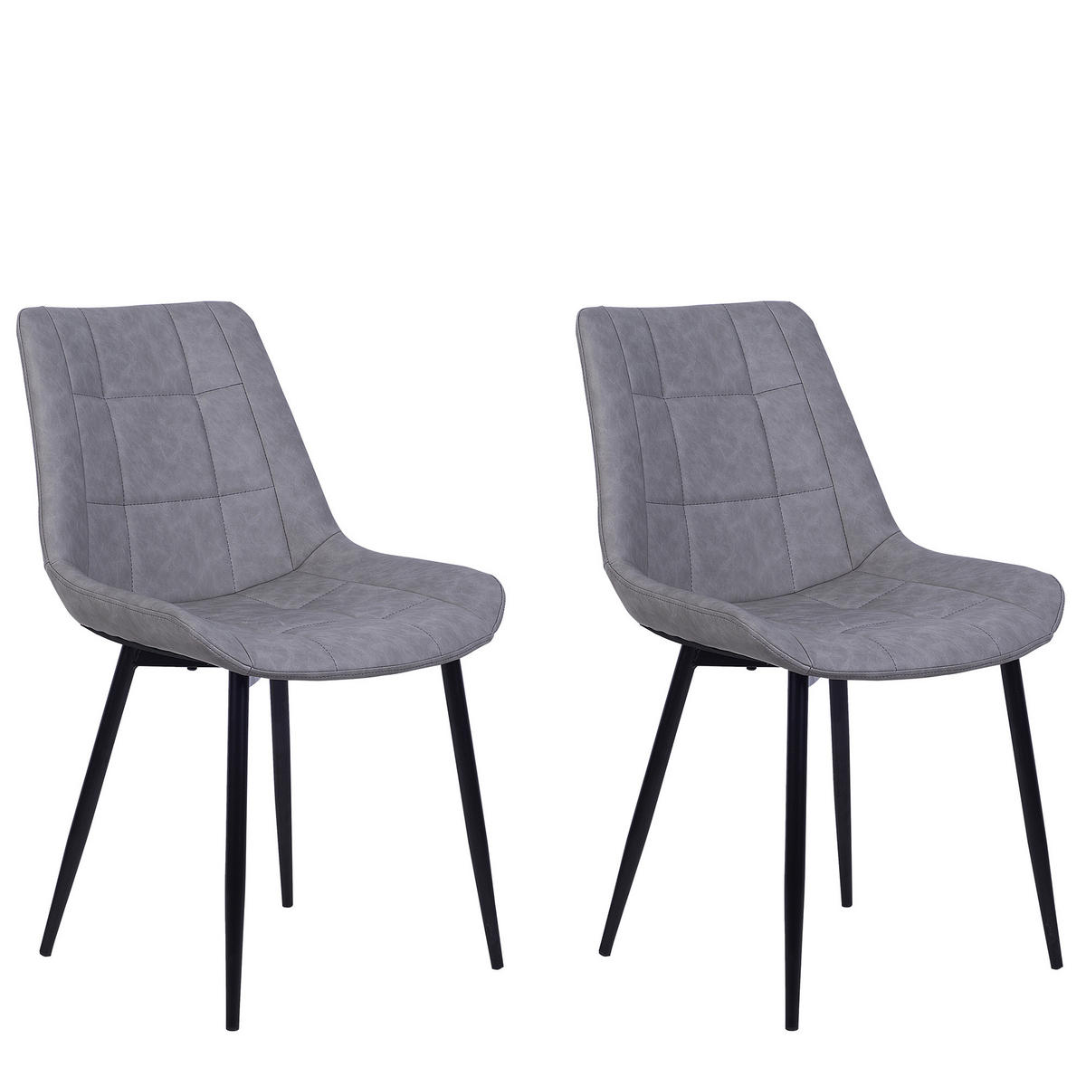 ESSZIMMERSTUHL 2er-Set Kunstleder Grau Melrose - Grau, Textil/Metall (51/82/59cm) - Beliani