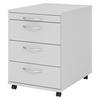 ROLLCONTAINER - mit 3 Schubladen 58/42,8/59 cm in Grau Bogengriff (Kunststoff) - Grau, Holzwerkstoff (42.8/59/58cm) - bümö