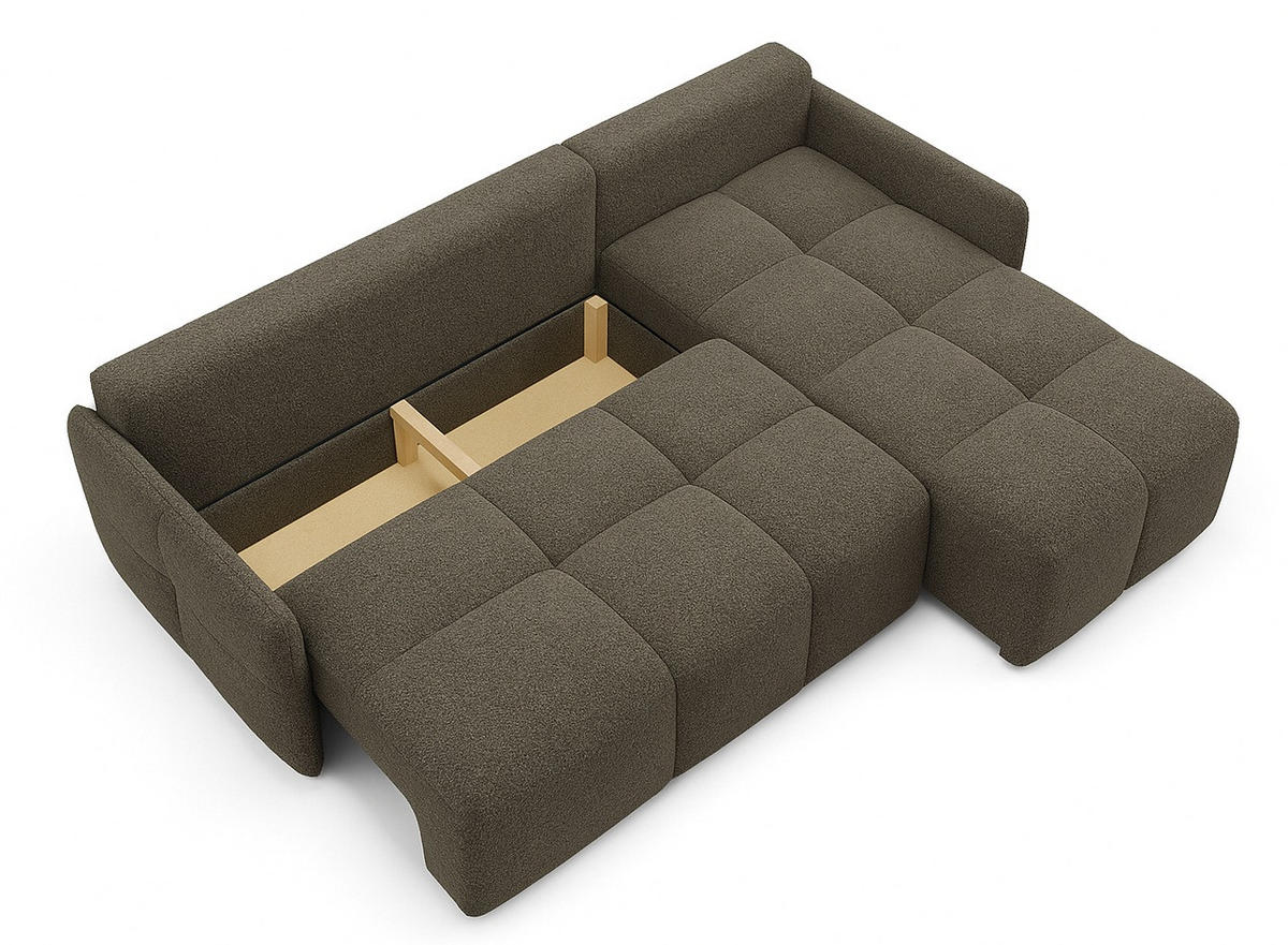 ECKSOFA Taupe MONO Mit Schlaffunktion Und Dekokissen Rechts - Braun, Textil (220/145cm) - Sepro Meble