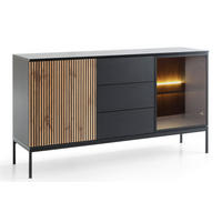 KOMMODE Sento schwarz / Wotan Eiche 154 / 39 / 83cm - Eiche Wotan/Schwarz, Holz/Holzwerkstoff (154/83/39cm) - Feldmann-Wohnen