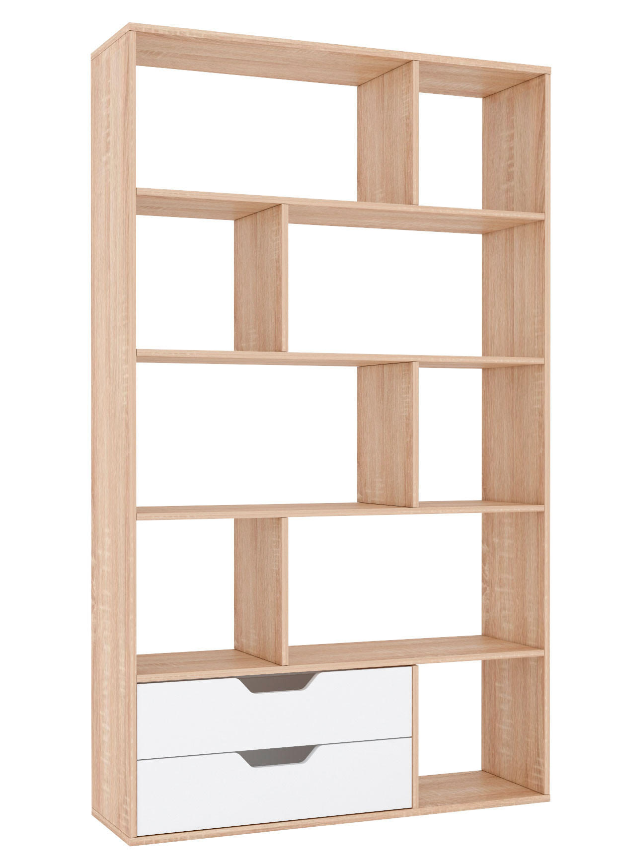BÜCHERREGAL Roberto Sonoma Eiche / weiß 110 / 32 / 185cm - Eichefarben/Weiß, Holz/Holzwerkstoff (110/185/32cm) - Feldmann-Wohnen
