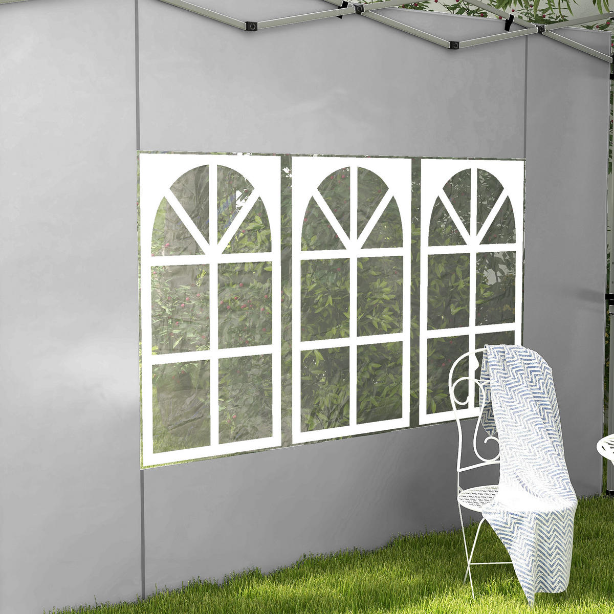 SEITENWÄNDE DE-12627 300/300 cm 2er-Set mit Fenster Hellgrau - Hellgrau, Textil (1/195/295cm) - ComfortXL
