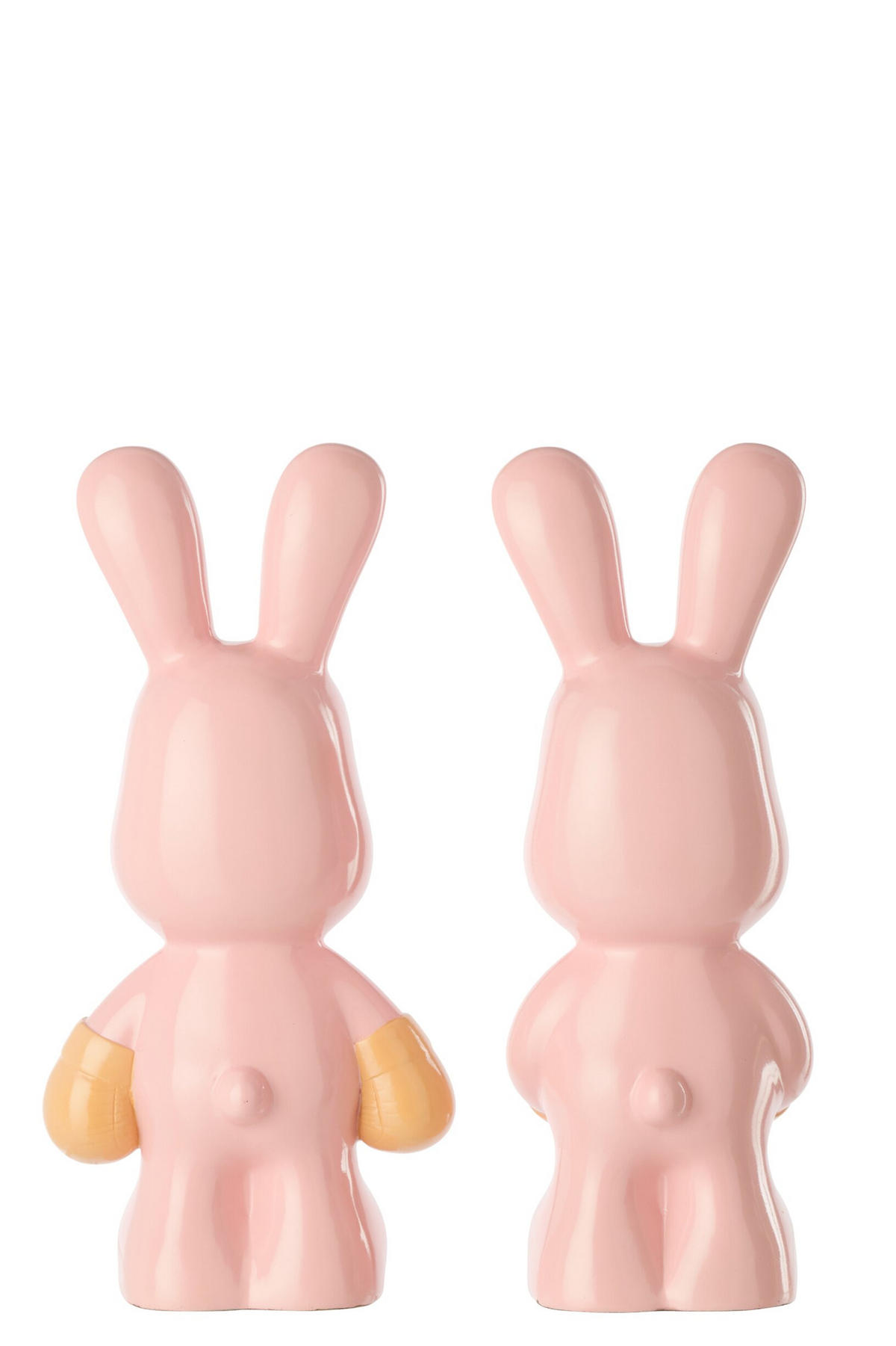 DEKOOBJEKT KANINCHEN RAY BOXEN (2ER SET) - Orange, Glas/Naturmaterialien (13/36/16.5cm) - J-Line