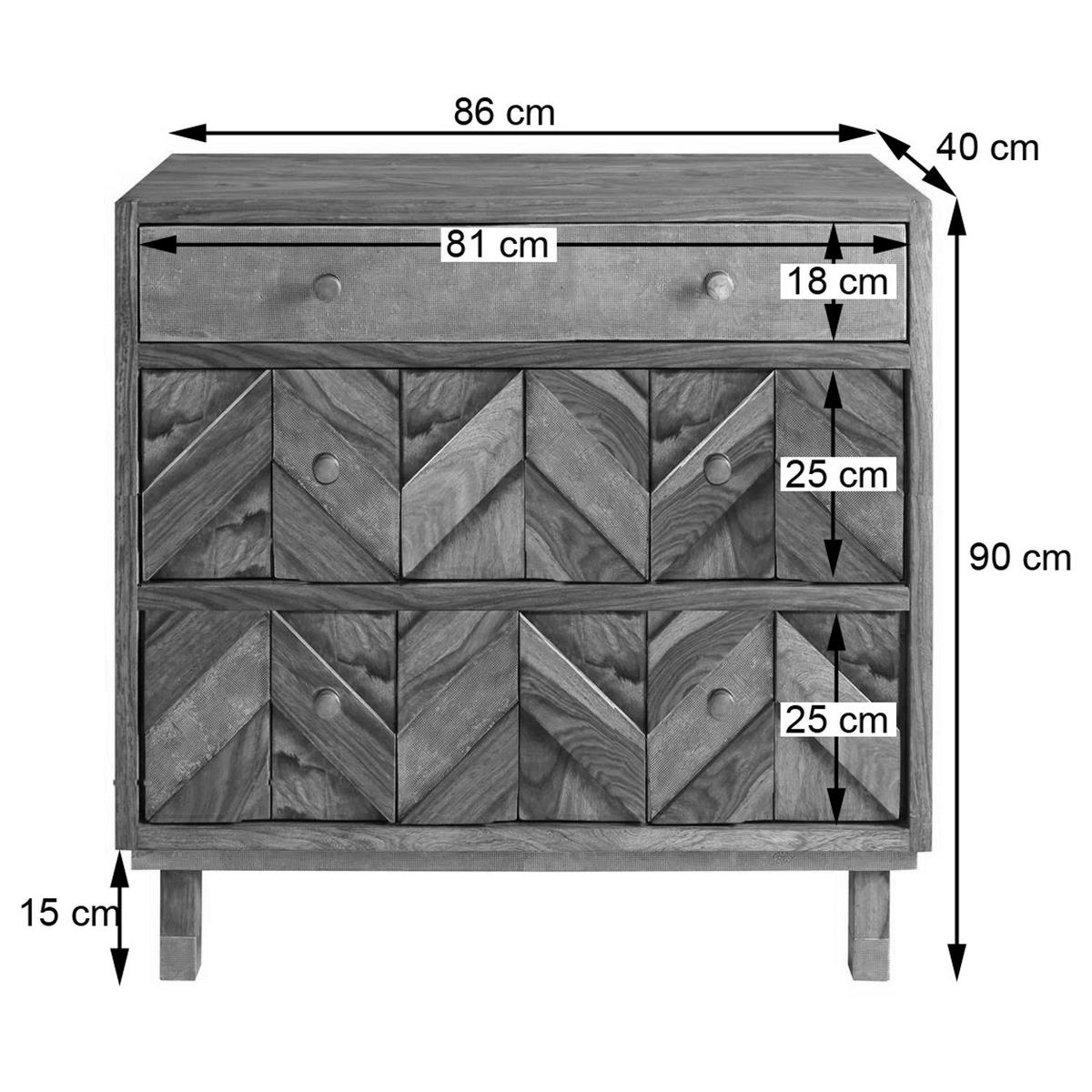 KOMMODE - Akazie massiv / Metall - Braun/Akaziefarben, Akazienholz/Holz (90/90/40cm) - home24
